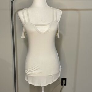 American Eagle Outfitters White Cold Shoulder Top